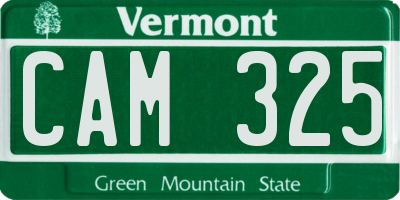 VT license plate CAM325