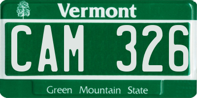 VT license plate CAM326
