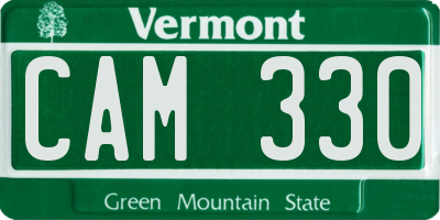 VT license plate CAM330