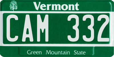VT license plate CAM332