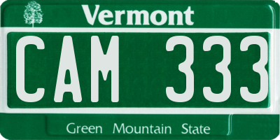 VT license plate CAM333