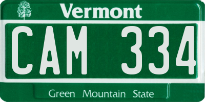 VT license plate CAM334