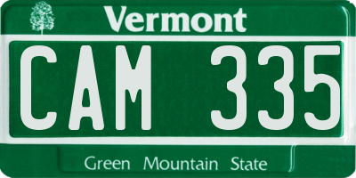VT license plate CAM335