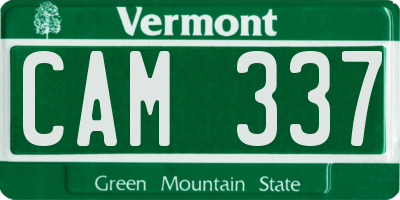 VT license plate CAM337