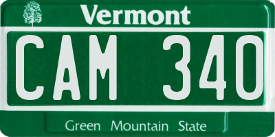 VT license plate CAM340