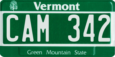 VT license plate CAM342