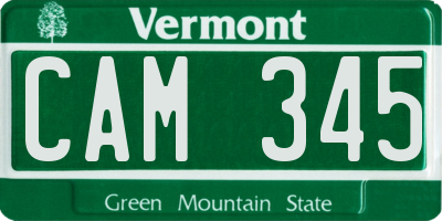 VT license plate CAM345