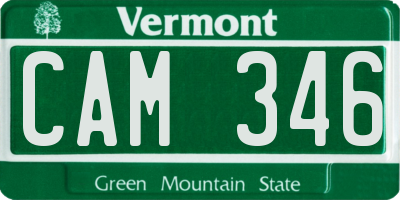 VT license plate CAM346
