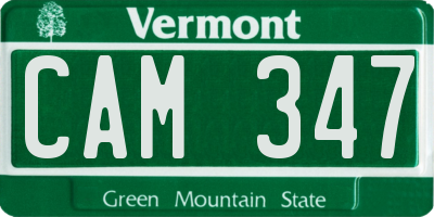 VT license plate CAM347