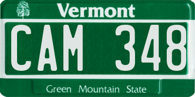 VT license plate CAM348