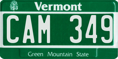 VT license plate CAM349