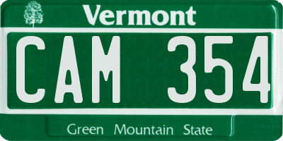 VT license plate CAM354