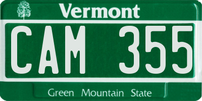 VT license plate CAM355