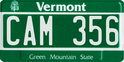 VT license plate CAM356