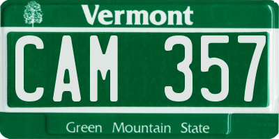 VT license plate CAM357