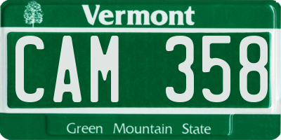 VT license plate CAM358