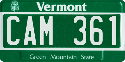 VT license plate CAM361