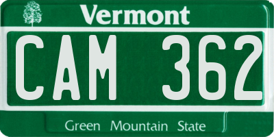 VT license plate CAM362