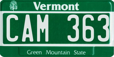 VT license plate CAM363