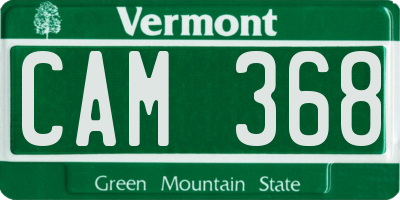 VT license plate CAM368