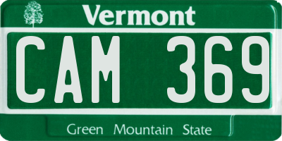 VT license plate CAM369