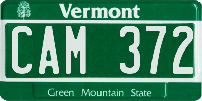 VT license plate CAM372