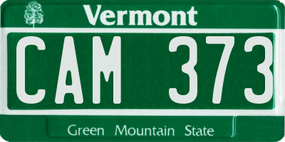 VT license plate CAM373