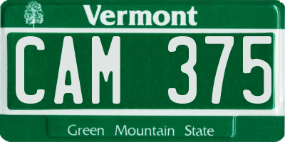 VT license plate CAM375