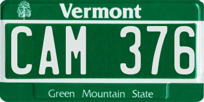 VT license plate CAM376