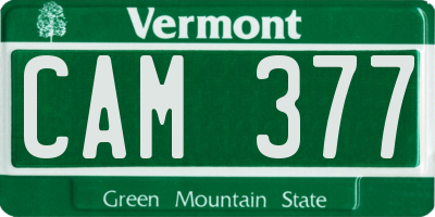 VT license plate CAM377