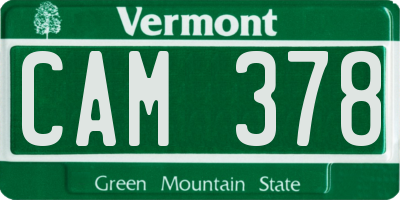 VT license plate CAM378