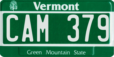 VT license plate CAM379