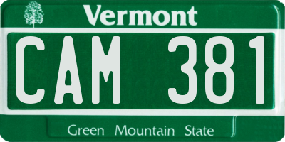 VT license plate CAM381