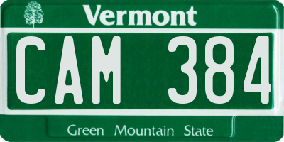 VT license plate CAM384