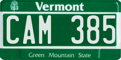 VT license plate CAM385
