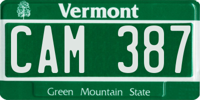 VT license plate CAM387