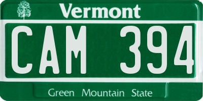 VT license plate CAM394