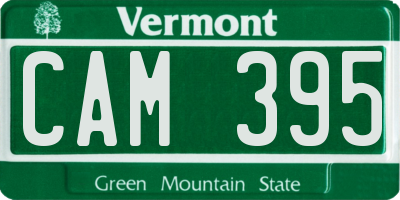 VT license plate CAM395