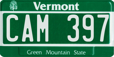 VT license plate CAM397