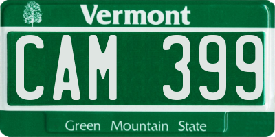 VT license plate CAM399