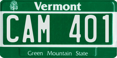 VT license plate CAM401