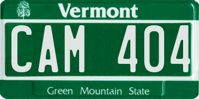 VT license plate CAM404