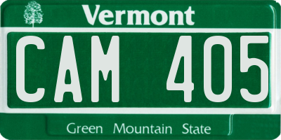 VT license plate CAM405