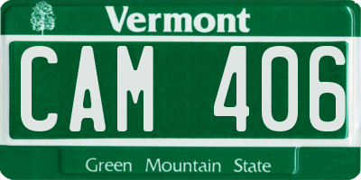 VT license plate CAM406