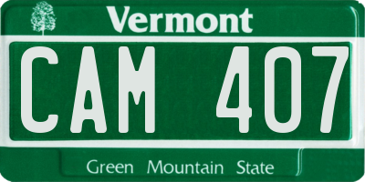 VT license plate CAM407