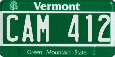VT license plate CAM412