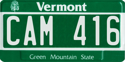 VT license plate CAM416