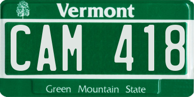 VT license plate CAM418