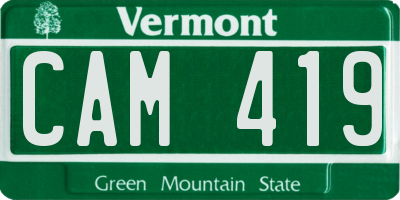 VT license plate CAM419