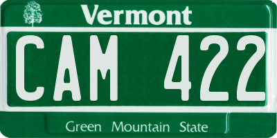 VT license plate CAM422